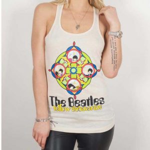 The Beatles Ladies Vest T-Shirt: Yellow Submarine & Portholes (Sand)