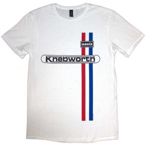 Oasis Unisex T-Shirt: Knebworth Vertical Stripe (White)