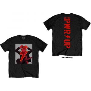 AC/DC Unisex T-Shirt: Angus Finger Horns (Black) (Back Print)