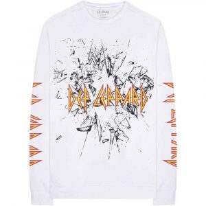 Def Leppard Unisex Long Sleeve T-Shirt: Shatter (White) (Sleeve Print)