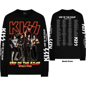 KISS Unisex Long Sleeve T-Shirt: End Of The Road Tour (Black) (Ex-Tour & Back & Sleeve Print)