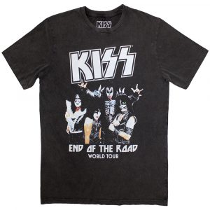 KISS Unisex Stone Wash T-Shirt: End Of The Road World Tour (Charcoal Grey)
