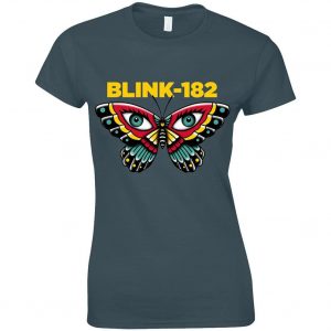 Ladies Blink 182 Butterfly Heather Navy Official Tee T-Shirt Womens Girls