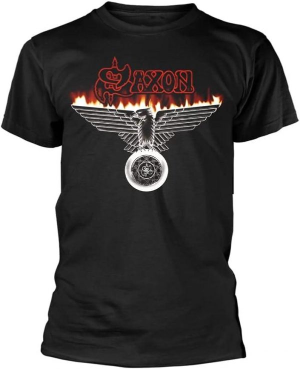Saxon T Shirt of Eagle Band Logo Official Mens