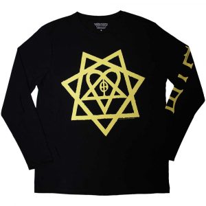 HIM Unisex Long Sleeve T-Shirt: Heartagram Honeycomb (Black) (Sleeve Print)