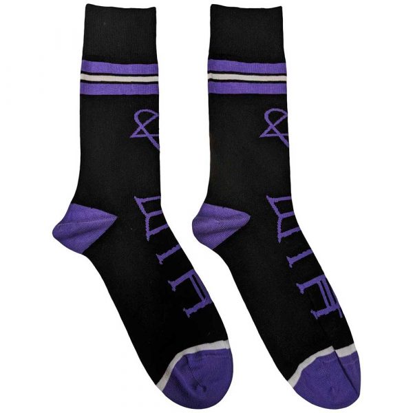 HIM Unisex Ankle Socks: Heartagram & Logo (Black) (UK Size 7 - 11)