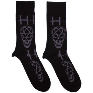 HIM Unisex Ankle Socks: Heartagram Skull (Black) (UK Size 7 - 11)
