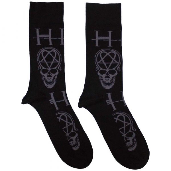 HIM Unisex Ankle Socks: Heartagram Skull (Black) (UK Size 7 - 11)
