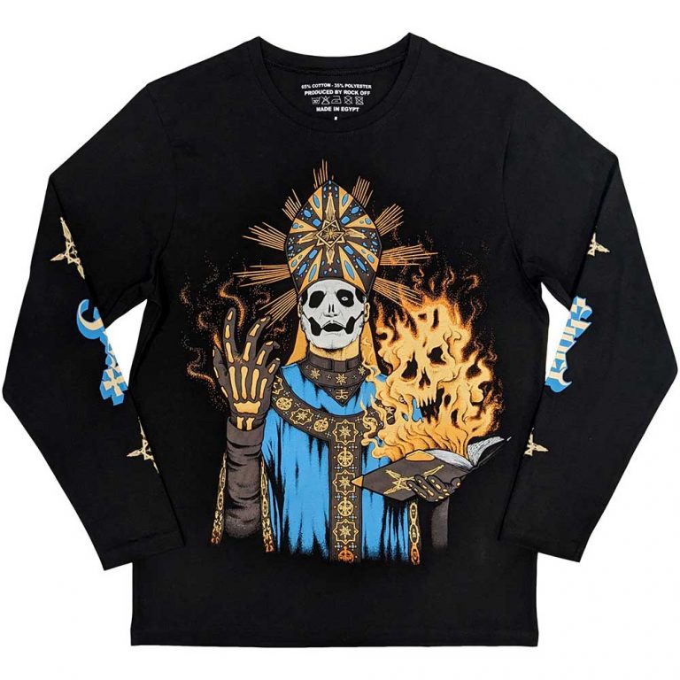 Ghost Unisex Long Sleeve T-Shirt: The Burning (Black) (Sleeve Print)