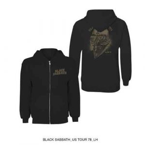 Black Sabbath Unisex Zipped Hoodie: Tour 1978 (Black) (Back Print) (Large)