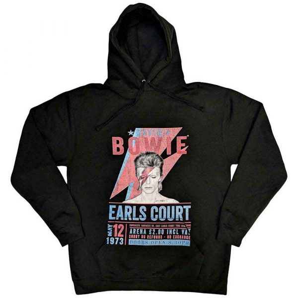 David Bowie Unisex Pullover Hoodie: Earls Court '73 (Black) (Large)