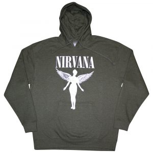 Nirvana Unisex Pullover Hoodie: Angelic Mono (Khaki Green) (Medium)
