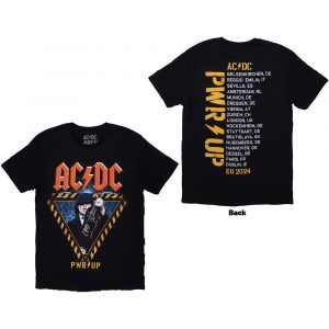 AC/DC Unisex T-Shirt: Angus Triangle PWR-UP EU Tour '24 (Black) (Back Print & Ex-Tour) (Small)