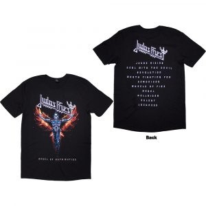 Judas Priest Unisex T-Shirt: Angel Of Retribution Tracklst (Back Print) (Black) (Medium)