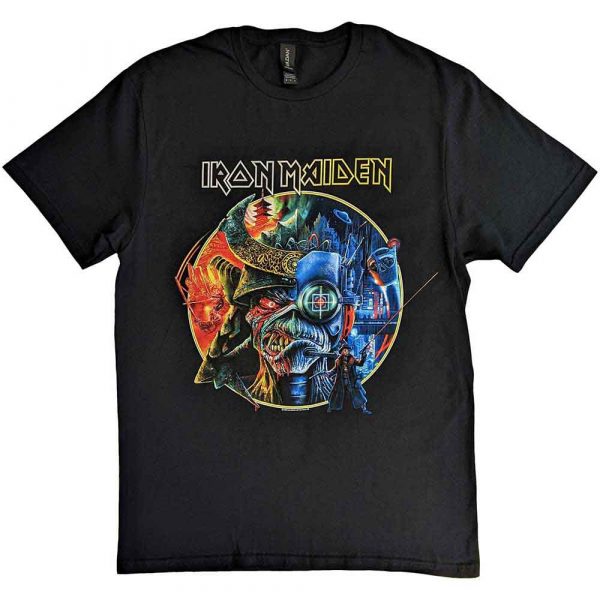 Iron Maiden Unisex T-Shirt: The Future Past Tour '23 Circle Art (Black) (Medium)
