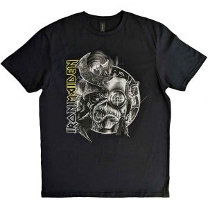Iron Maiden Unisex T-Shirt: The Future Past Tour '23 Greyscale (Black) (Medium)
