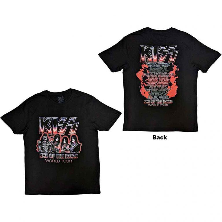 KISS Unisex T-Shirt: End Of The Road Tour Red (Black) (Back Print) (Medium)