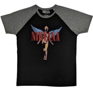 Nirvana Unisex Raglan T-Shirt: Angelic (Black & Grey) (Large)