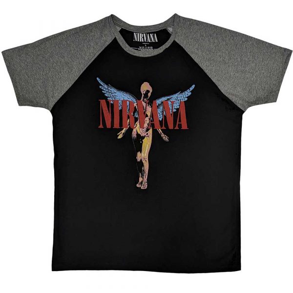 Nirvana Unisex Raglan T-Shirt: Angelic (Black & Grey) (Large)