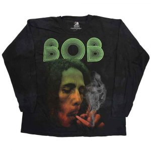 Bob Marley Unisex Long Sleeve T-Shirt: Smoke Gradient (Black) (Wash Collection)